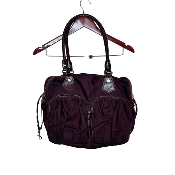 MZ Wallace Womens‎ Jane Bedford Nylon Leather Shoulder Handbag in Burgundy - Picture 1 of 8